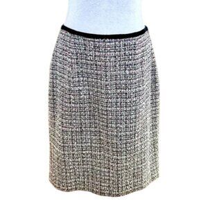 Cynthia Steffe Skirt Tweed Pencil Black Red White Multi Velvet Trim (8)